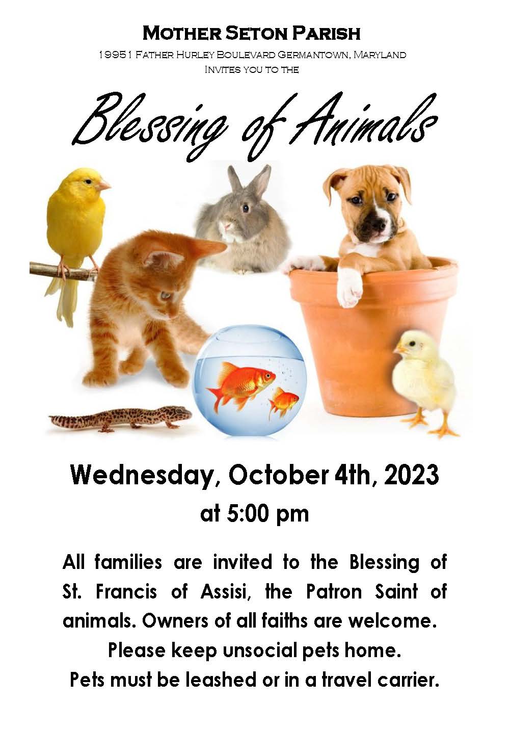 Pet Blessing October 4th