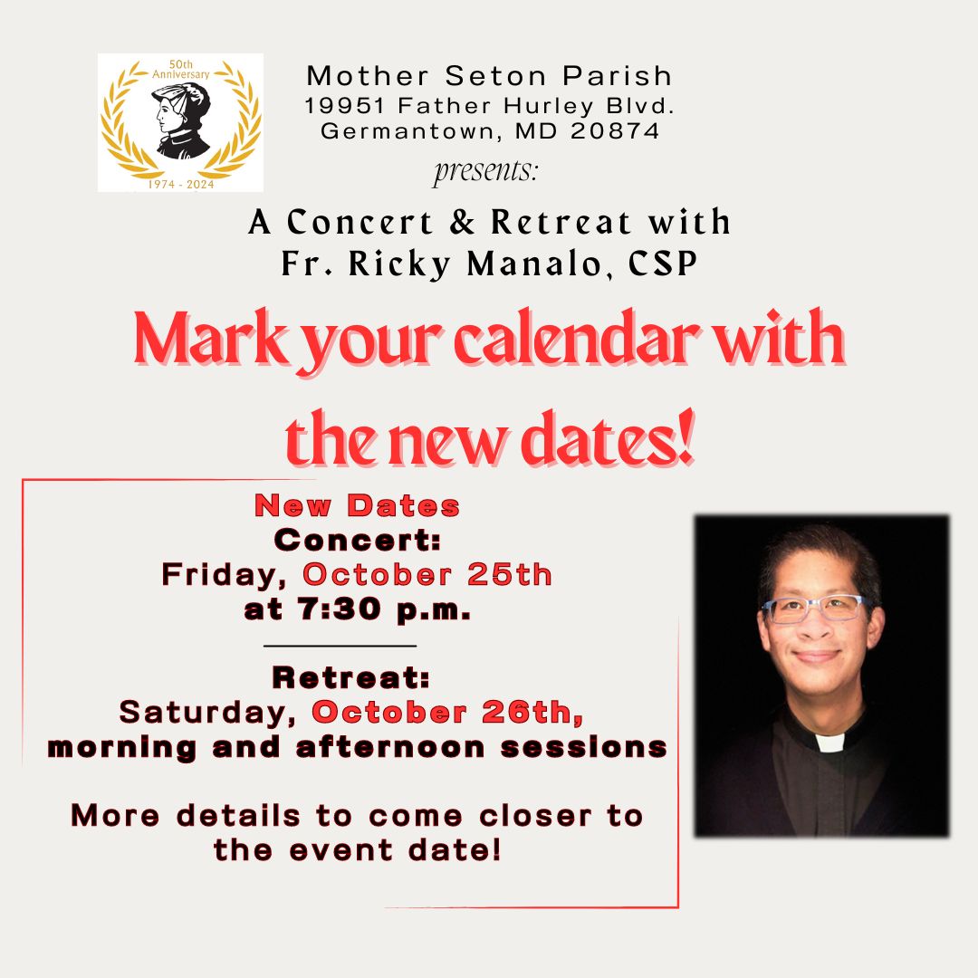 New Date for Concert and Retreat with Fr. Ricky Manalo, CSP