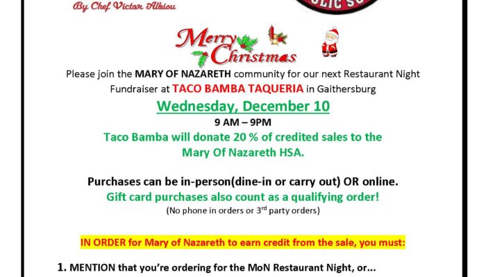 Mary of Nazareth Restaurant Night